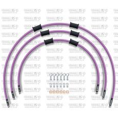 STANDARD FRONT BRAKE HOSE KIT VENHILL POWERHOSEPLUS YAM-10010F-PU (3 HOSES IN KIT) PURPLE HOSES, CHROMED FITTINGS