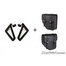 LEATHER SADDLEBAG CUSTOMACCES IBIZA API002N CRNI PAIR, WITH UNIVERSAL SUPPORT