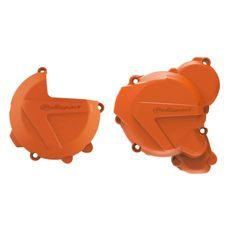 CLUTCH AND IGNITION COVER PROTECTOR KIT POLISPORT 90969 ORANGE