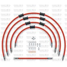 STANDARD FRONT BRAKE HOSE KIT VENHILL POWERHOSEPLUS SUZ-7001F-RD (5 HOSES IN KIT) RED HOSES, CHROMED FITTINGS