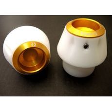 CRASH PROTECTORS RDMOTO KTM13N WHITE WITH GOLD CAPS