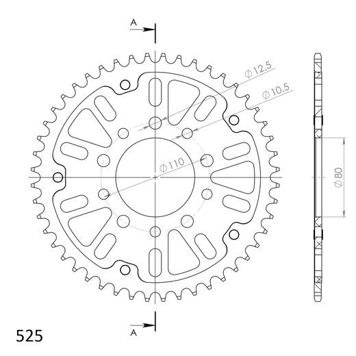 REAR SPROCKET SUPERSPROX STEALTH RST-1332:48-GLD ZLATO 48T, 525