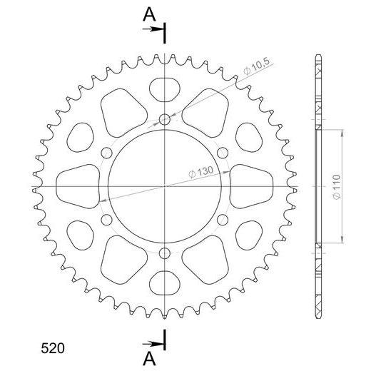 REAR ALU SPROCKET SUPERSPROX RAL-486:49-BLK CRNI 49T, 520