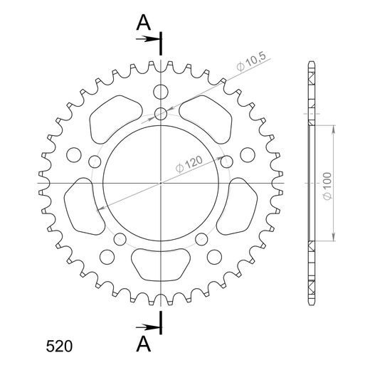 REAR ALU SPROCKET SUPERSPROX RAL-703:40-BLK CRNI 40T, 520