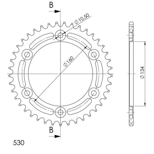 REAR ALU SPROCKET SUPERSPROX RAL-1306:40-RED CRVEN 40T, 530