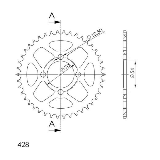 REAR ALU SPROCKET SUPERSPROX RAL-1206:42-RED CRVEN