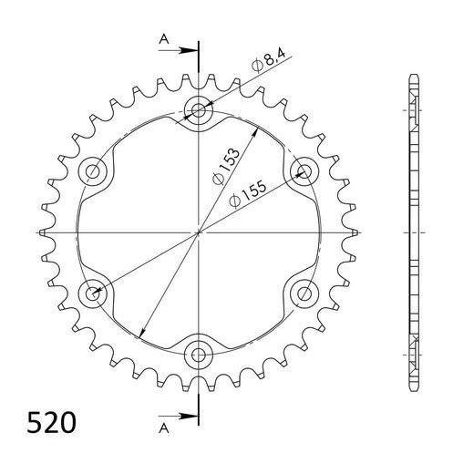 REAR ALU SPROCKET SUPERSPROX RAL-612:38-ORG ORANGE 38T, 525