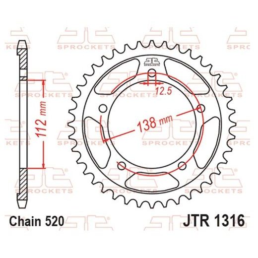 LANČENIK ZADNJI JT JTR 1316-38 38T, 520