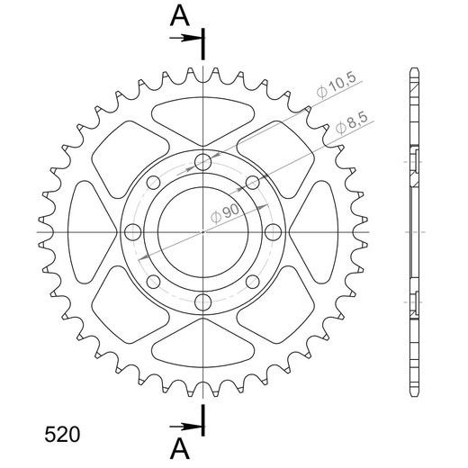 LANČENIK ZADNJI SUPERSPROX RFE-279:40-BLK CRNI 40T, 520