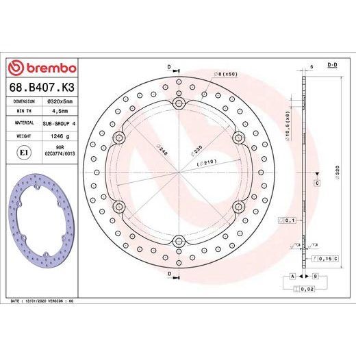 KOČIONA DISK BREMBO 68B407K3 FIX