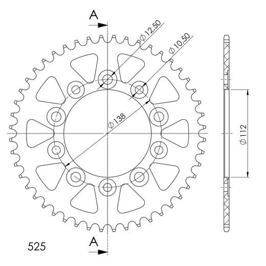 REAR ALU SPROCKET SUPERSPROX RAL-1304:48-BLK CRNI 48T, 525