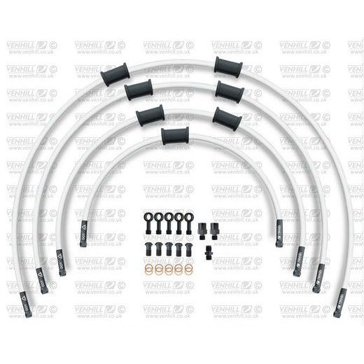 STANDARD FRONT BRAKE HOSE KIT VENHILL POWERHOSEPLUS BMW-10012FB-WT (4 HOSES IN KIT) WHITE HOSES, BLACK FITTINGS