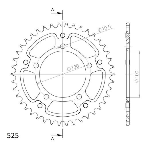 REAR SPROCKET SUPERSPROX STEALTH RST-702:41-GLD ZLATO 41T, 525