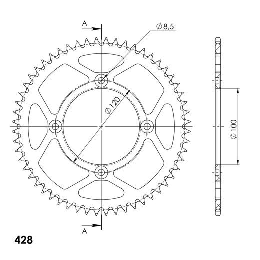 REAR ALU SPROCKET SUPERSPROX RAL-1140:56-RED CRVEN