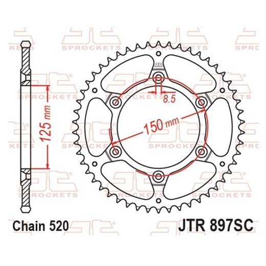 LANČENIK ZADNJI JT JTR 897-49SC 49T, 520 SELF CLEANING LIGHTWEIGHT