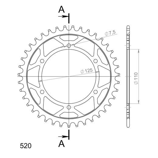 LANČENIK ZADNJI SUPERSPROX RFE-13:39-BLK CRNI