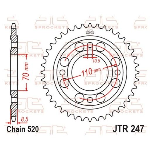 LANČENIK ZADNJI JT JTR 247-41 41T, 520