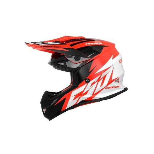 MOTOCROSS HELMET CASSIDA CROSS CUP TWO ORANGE FLUO/ WHITE/ BLACK/ GREY XS