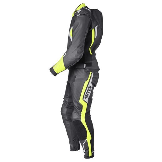 2PCS LEATHER SUIT GMS GR-1 ZG70000 BLACK-YELLOW-WHITE 58H
