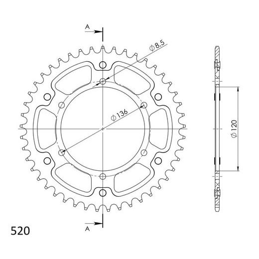 LANČENIK ZADNJI SUPERSPROX STEALTH RST-846:45-SLV SILVER 45T, 520