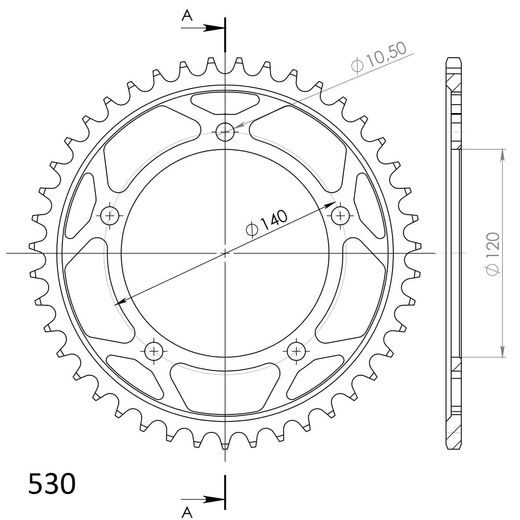 LANČENIK ZADNJI SUPERSPROX RFE-1800:43-BLK CRNI 43T, 530