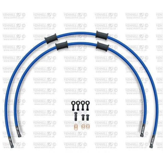CROSSOVER FRONT BRAKE HOSE KIT VENHILL POWERHOSEPLUS SUZ-6024FB-SB (2 HOSES IN KIT) SOLID BLUE HOSES, BLACK FITTINGS