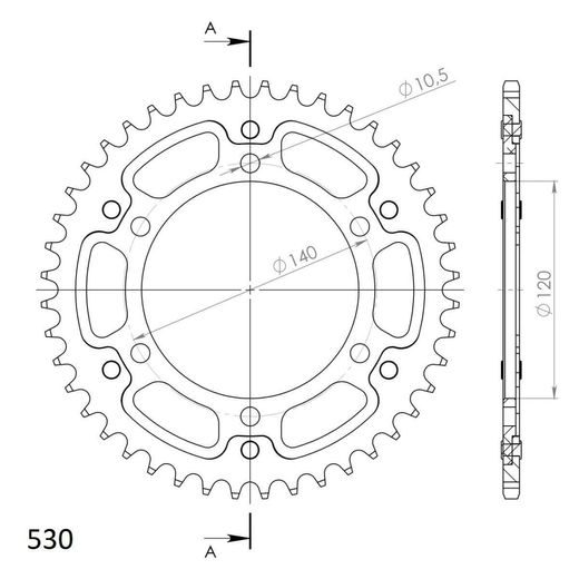 LANČENIK ZADNJI SUPERSPROX STEALTH RST-499:44-RED CRVEN 44T, 530