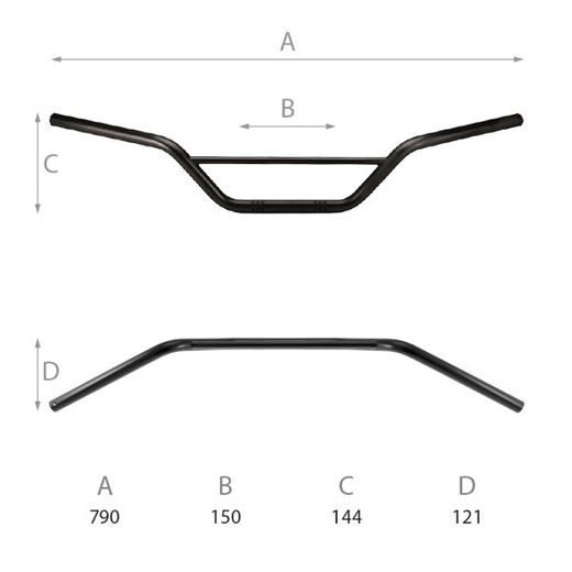 HANDLEBAR DOMINO 184171000 OFF-ROAD HIGH BEND CRNI
