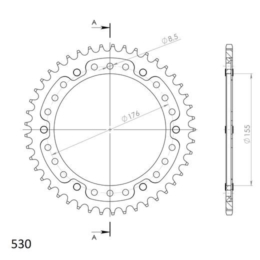 REAR SPROCKET SUPERSPROX STEALTH RST-2011:45-RED CRVEN 45T, 530