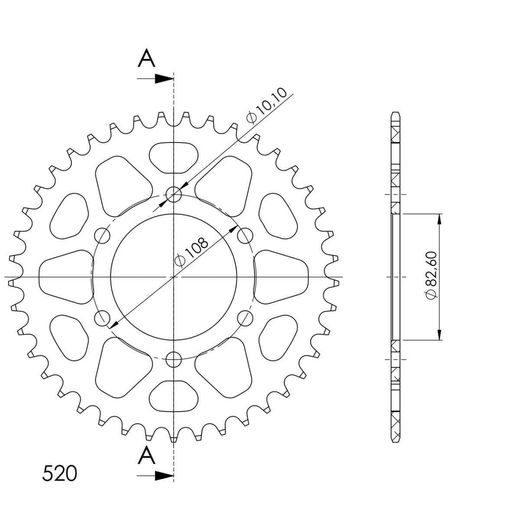 REAR ALU SPROCKET SUPERSPROX RAL-1526:41-BLK CRNI 41T, 520