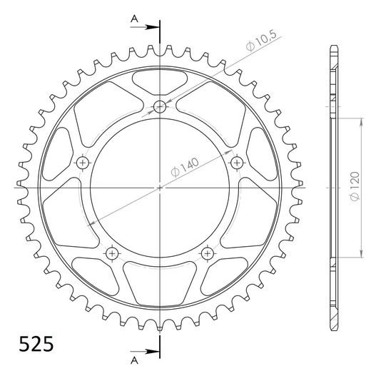 LANČENIK ZADNJI SUPERSPROX RFE-1792:47-BLK CRNI 47T, 525