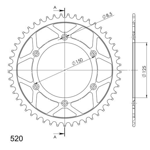 LANČENIK ZADNJI SUPERSPROX RFE-990:50-BLK CRNI 50T, 520