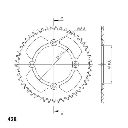 REAR ALU SPROCKET SUPERSPROX RAL-462:49-BLK CRNI