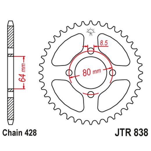 LANČENIK ZADNJI JT JTR 838-54 54T, 428