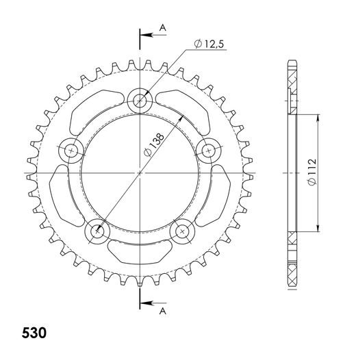 REAR ALU SPROCKET SUPERSPROX RAL-302:41-BLK CRNI 41T, 530