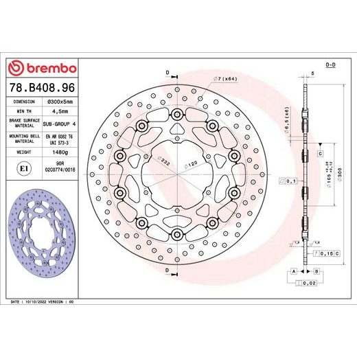 KOČIONA DISK BREMBO 78B40896 FLOATING