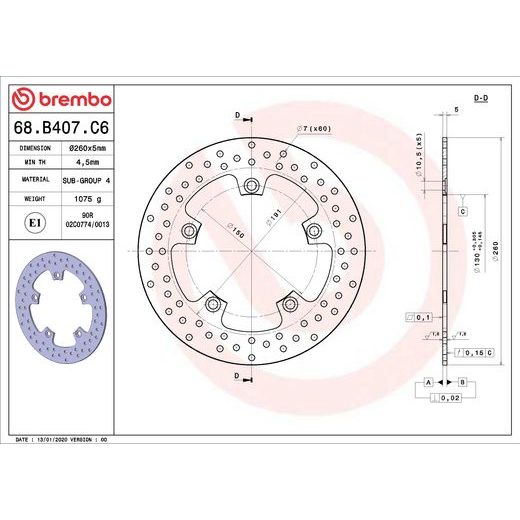 KOČIONA DISK BREMBO 68B407C6 FIX