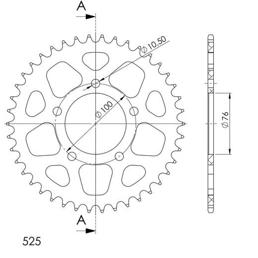 REAR ALU SPROCKET SUPERSPROX RAL-7092:42-RED CRVEN 42T, 525