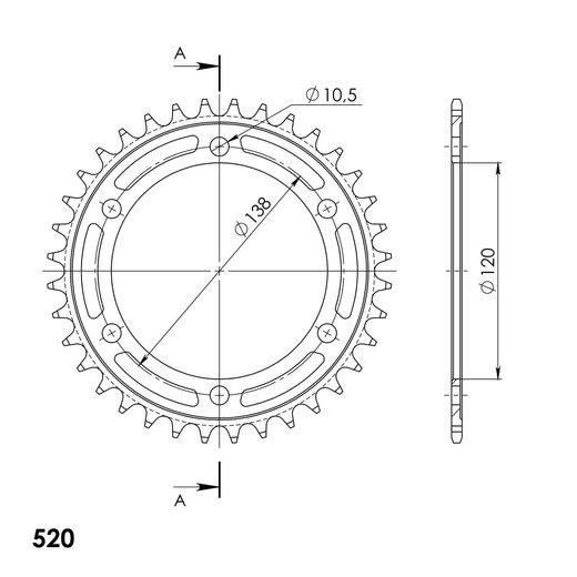 LANČENIK ZADNJI SUPERSPROX RFE-846/2:36-BLK CRNI 36T, 520
