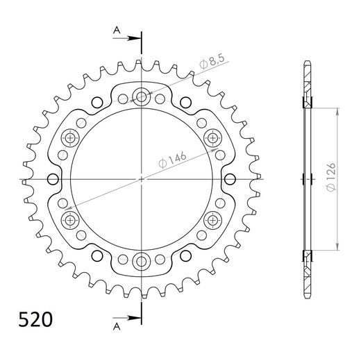 LANČENIK ZADNJI SUPERSPROX STEALTH RST-808:40-GLD ZLATO 40T, 520