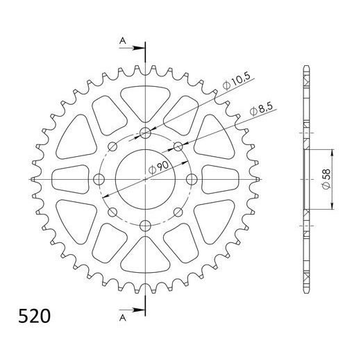 REAR ALU SPROCKET SUPERSPROX RAL-273:42-ORG ORANGE 42T, 520