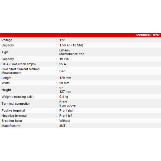 LITHIUM-ION BATTERY JMT YB5-FP