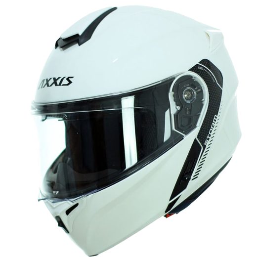 FLIP UP HELMET AXXIS STORM SV SOLID GLOSS PEARL WHITE M