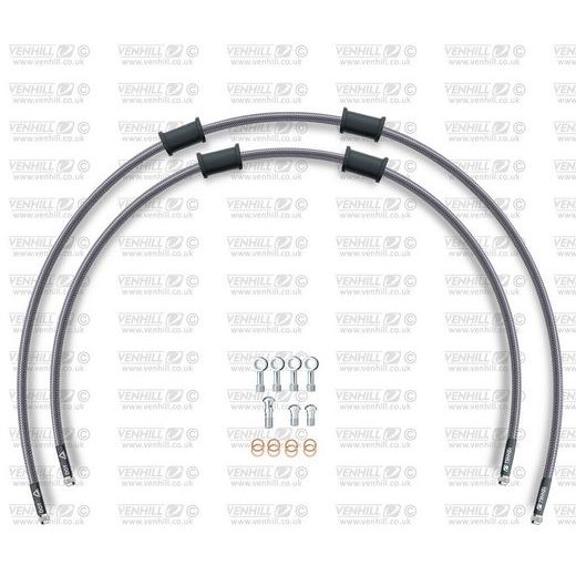 RACE FRONT BRAKE HOSE KIT VENHILL POWERHOSEPLUS KAW-7022FS (2 HOSES IN KIT) CLEAR HOSES, STAINLESS STEEL FITTINGS