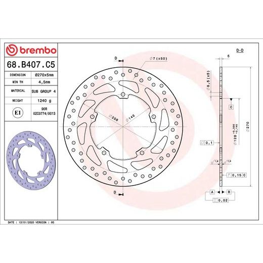 KOČIONA DISK BREMBO 68B407C5 FIX