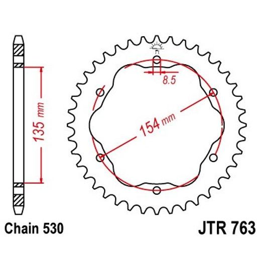 LANČENIK ZADNJI JT JTR 763-40 40T, 530