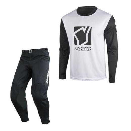 SET OF MX PANTS AND MX JERSEY YOKO TRE+SCRAMBLE BLACK; WHITE/BLACK 32 (M)