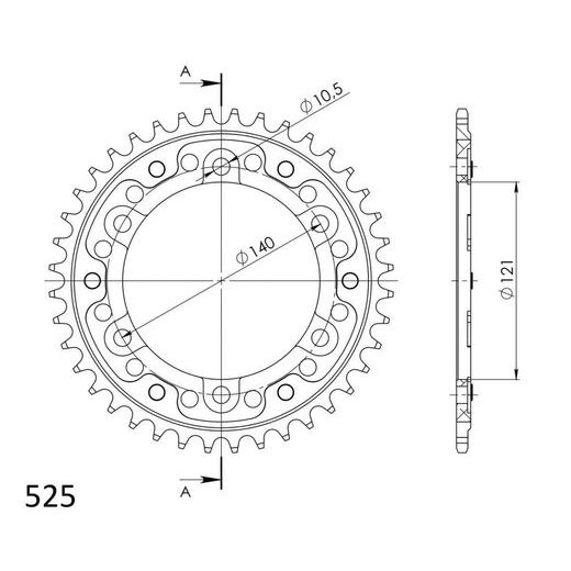 LANČENIK ZADNJI SUPERSPROX STEALTH RST-6611:40-GLD ZLATO 40T, 525
