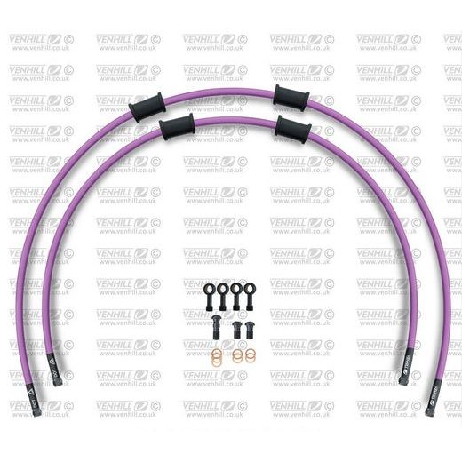 CROSSOVER FRONT BRAKE HOSE KIT VENHILL POWERHOSEPLUS KAW-6019FB-PU (2 HOSES IN KIT) PURPLE HOSES, BLACK FITTINGS