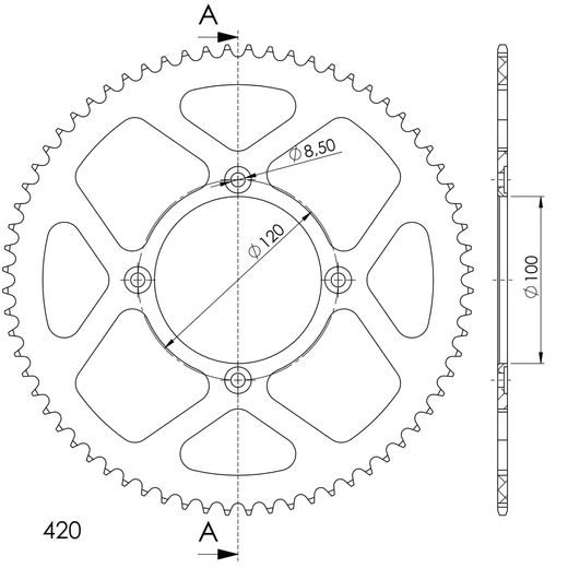 REAR ALU SPROCKET SUPERSPROX RAL-6618:68-RED CRVEN 68T, 420